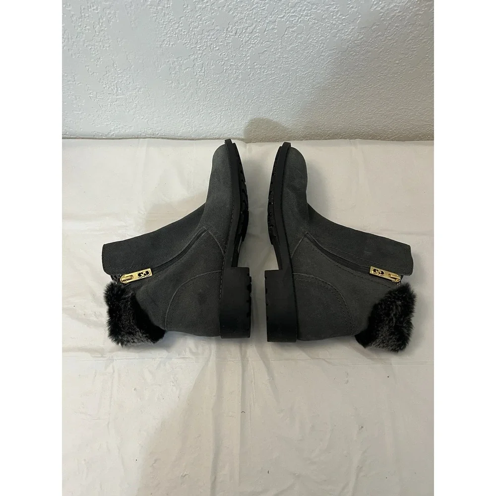 Cole Haan Womens‎ Quinney Boots Size 8 Waterproof Gray Suede Fur Ankle Bootie